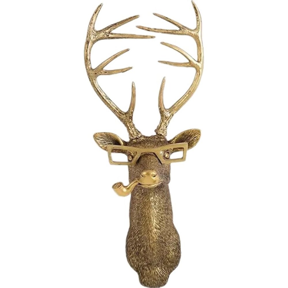 New Gold Animal Head Wall Decor, Deer Sculpture for Living Room, Office, Bedroom